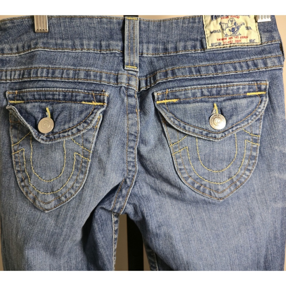 True Religion Joey Bootcut Jeans Low Rise Y2K Western Stitch Size 28 - Picture 13 of 13